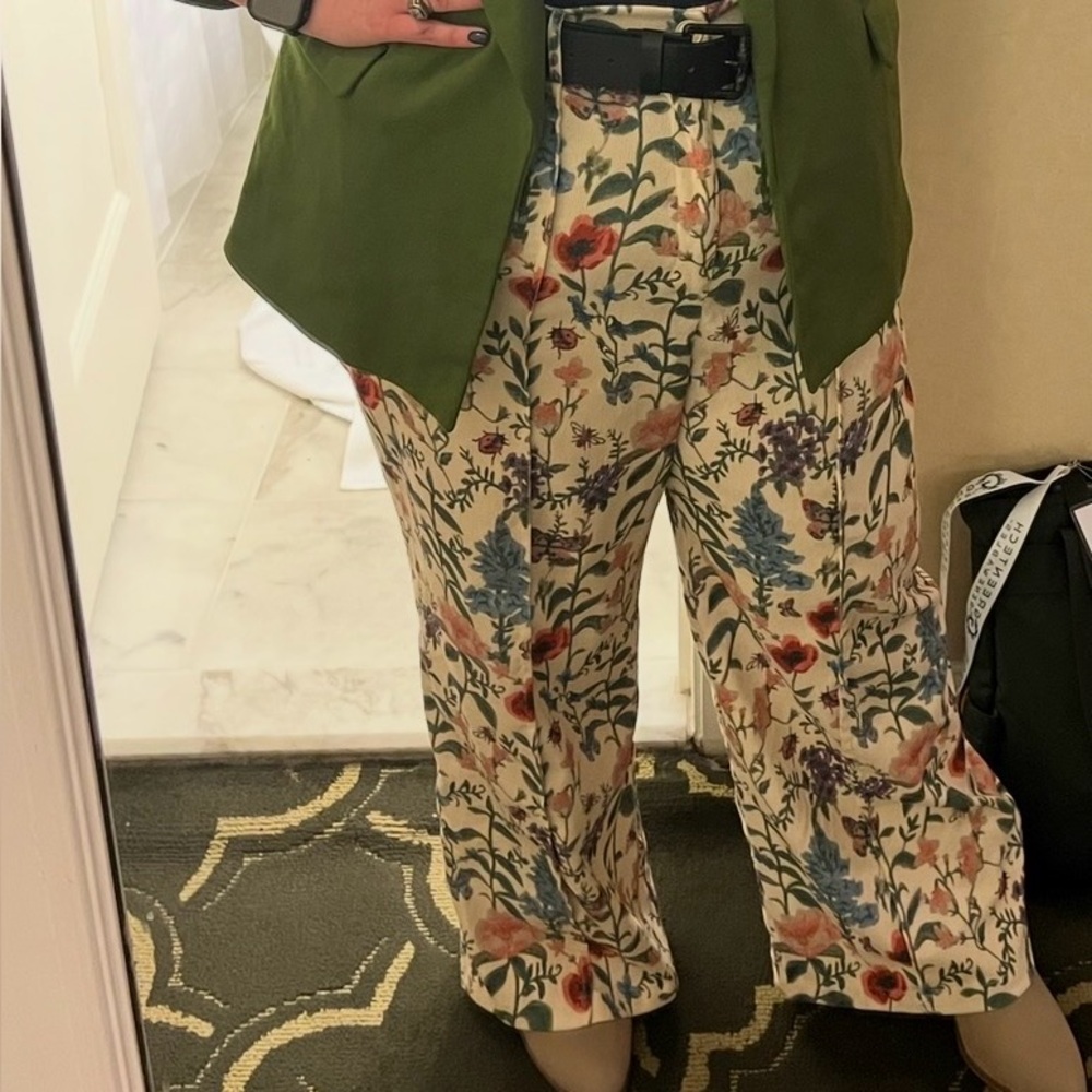 Cider Floral Wide-Leg Pants in Cream with Multicolor Floral Print